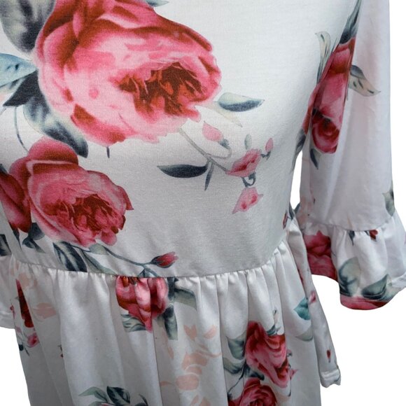 Floral Bell Sleeve Skater Dress Tunic Small Unbranded One Size See Measurements - Picture 2 of 4